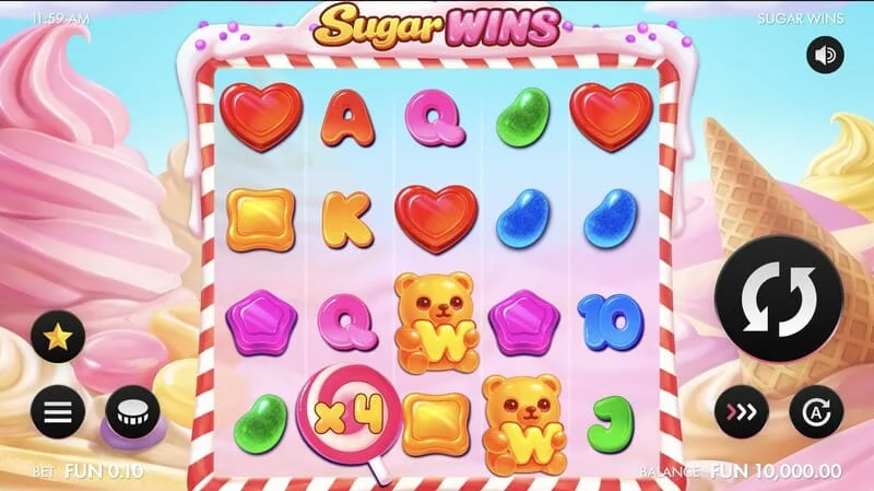 Sugar Wins - 5x4のリールがあるゲーム画面