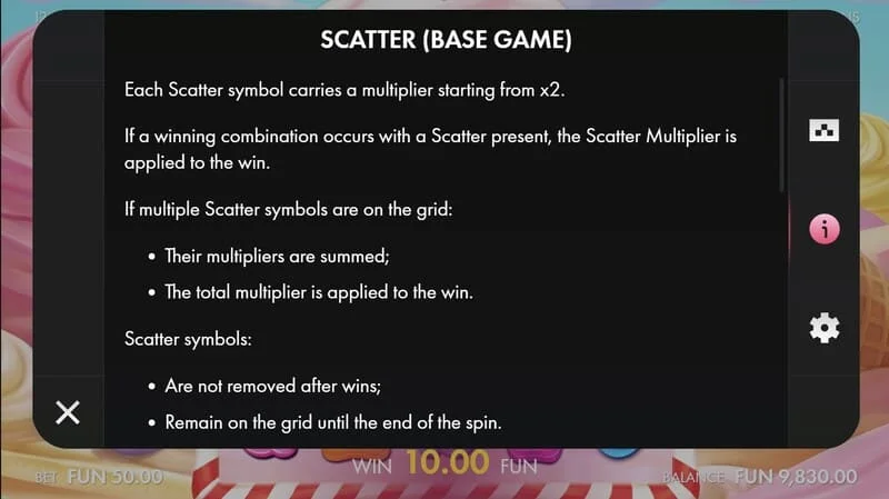 Sugar Wins - マルチプライヤー付きの Scatter